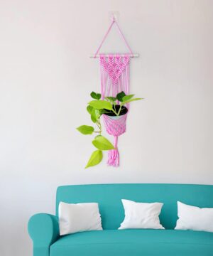 Macrame Plant Hanger Pink