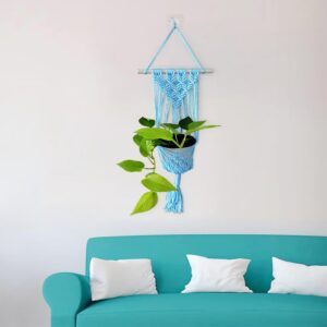 Macrame Plant Hanger Blue