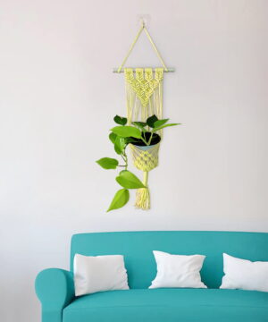 Macrame Plant Hanger Yellow