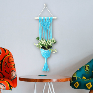 Macrame Plant Hanger Blue