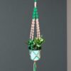 Macrame Plant Hanger Green & Coral