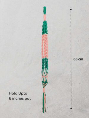 Macrame Plant Hanger Green & Coral